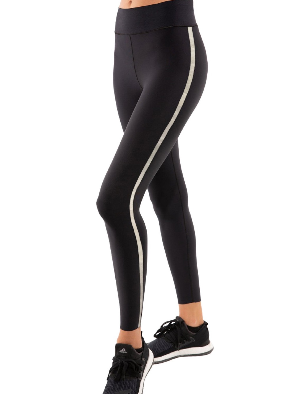 Ultracor Luxury High Performance Black Legging W/ Silver Metallic Stripe. Size S
